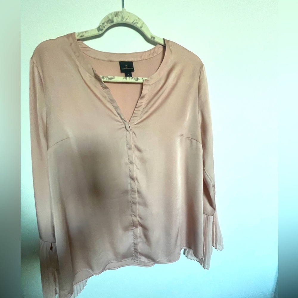 Pink Worthington Blouse with Pleated Sleeves